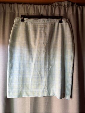 Light Blue and Green Plaid Women's Pencil Skirt
